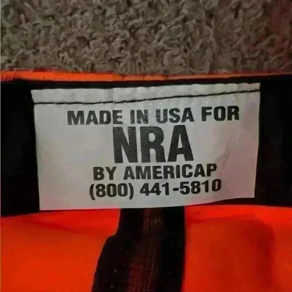 NRA by Americap Hunter Orange with Faux Suede Brim Snap Back Adjustable Ball Cap - Picture 6 of 6